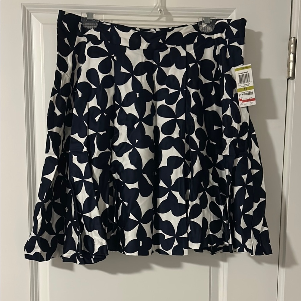 INC Navy and White Floral Skirt